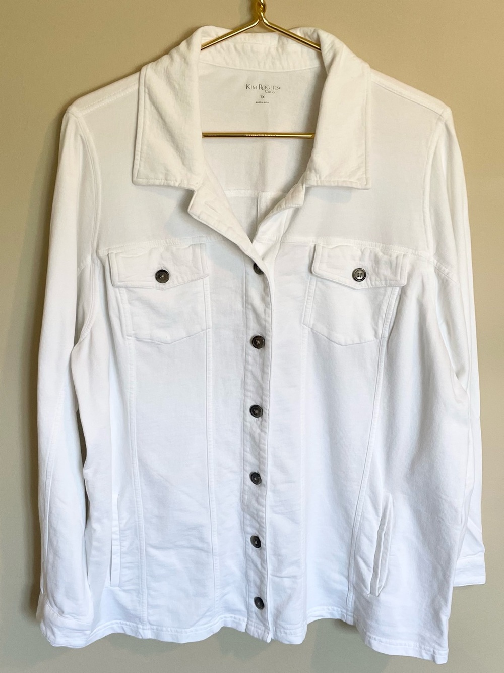 Kim Rogers White Button-Down Shirt Jacket